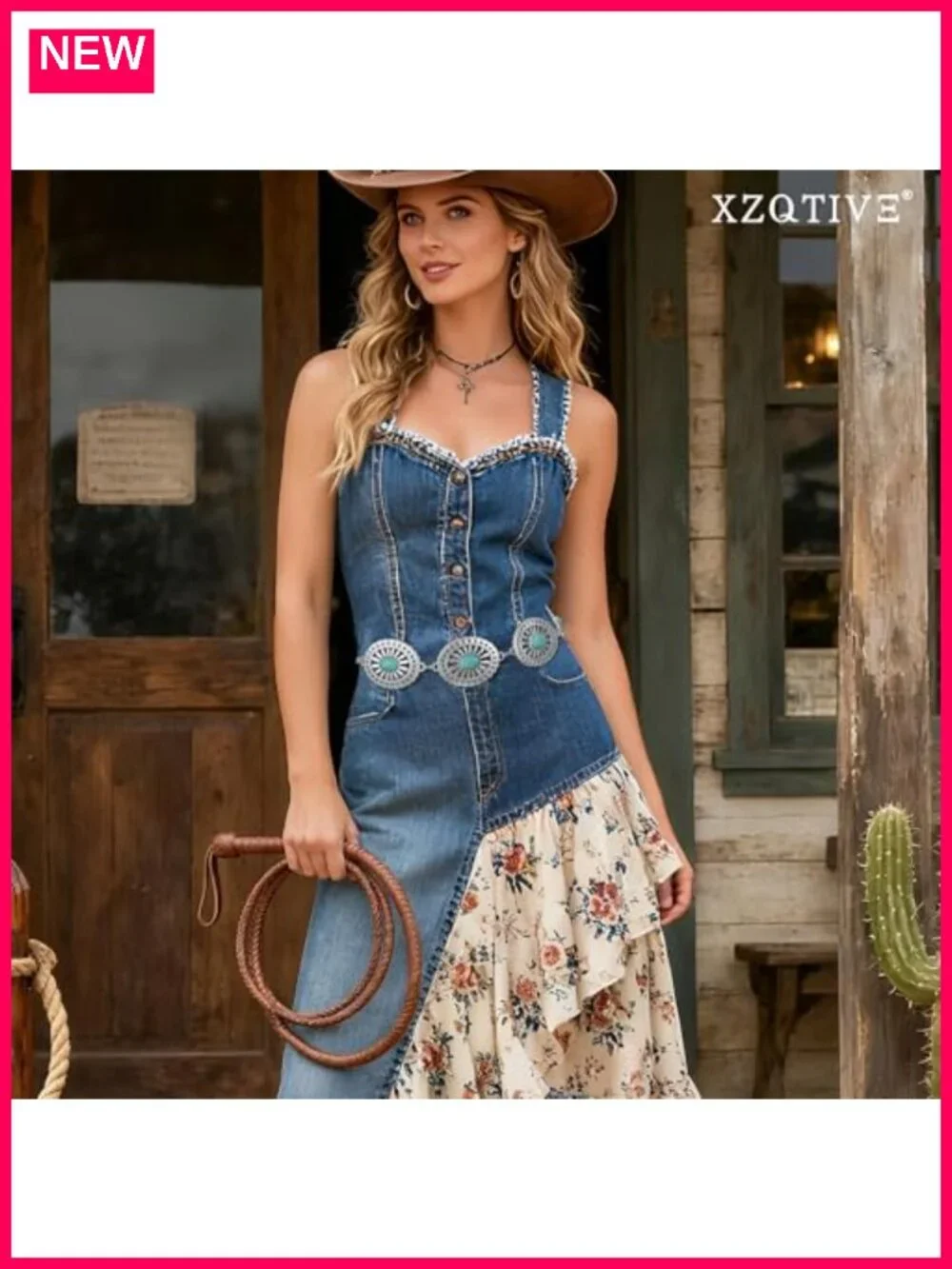 Western Concho Chain Belt Women Metal Cowgirl Waist Belt Country Outfit
